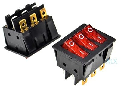 2 PZ KCD4 Tre Modi 9 PIN Pulsante Interruttore a bilanciere con rosso led Luce ON/Off interruttori di Alimentazione 16A 30A/250 V Triple 9PIN