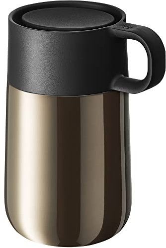 WMF Impulse Travel Mug, Thermobecher Edelstahl 0,3l, Automatikverschluss, 360°-Trinköffnung, Kaffeebecher to go hält Getränke 6h warm/ 12h kalt, braun