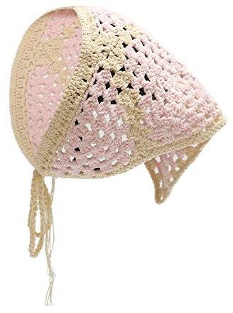 ZLYC Baumwolle Handgemacht Häkel Stirnband Dreieck Bandana (Rosa)