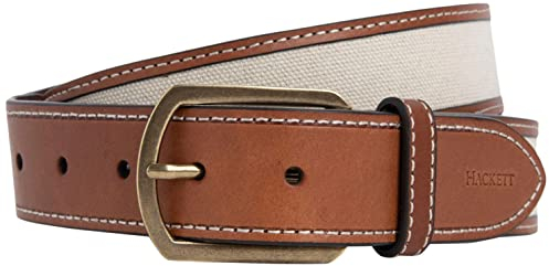HACKETT LONDON Herren Cot Canvas Lthr Bind Belt, BEIGE/TAN, 28