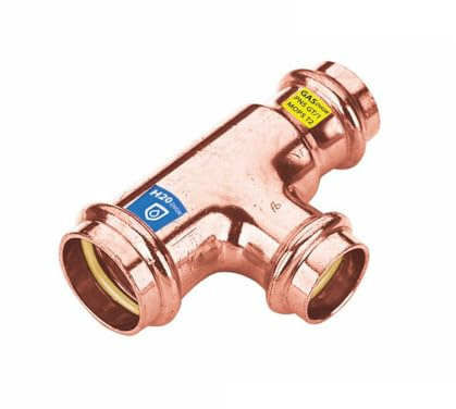 Sanpro Pressfitting T-Stück Mittelabgang erweitert, Größe V 15 - Abgang V 18 - V 15 (Kupfer Gas Wasser Trinkwasser Heizung Sanitär Fittings Fitting Kupferleitung)