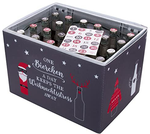 Brandsseller Men's Advent Calendar for Beer Crates – Banderole Made of Felt with Velcro Fastener – 24 Stickers for Bottle Caps One Beer