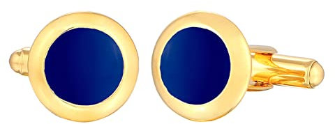 Kuzzoi Manschettenknöpfe für Herren, Cufflinks rund aus 925er Sterling Silber vergoldet, Moderner Schmuck für das Hemd, Stilvolles Männer Geschenk für Hochzeit und Geburtstag
