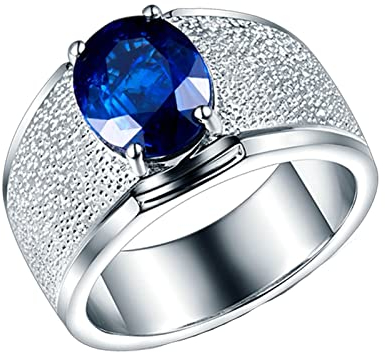 Freundschaftsringe Jungs, Schmuck Ringe 18 Karat (750) Weißgold mit 2ct Blau Ovalschliff Saphir Größe 65 (20,7)