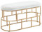 FineBuy Sitzbank Samt Weiß/Gold 90x46x38 cm Flur Polsterbank mit Metallgestell, Design Bettbank Schlafzimmer, Flurbank Garderobenbank Modern