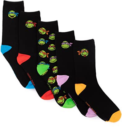 Teenage Mutant Ninja Turtles Socken 5 Pack Erwachsene Unisex schwarze Schuhe