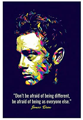 RIPEX James Dean Poster, motivierendes Zitat, Leinwand, Poster, Wandkunst, Dekoration, Bild, Gemälde für Wohnzimmer, Schlafzimmer, Dekoration, Rahmen-Stil, 30 x 45 cm