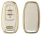 kwmobile Autoschlüssel Hülle kompatibel mit Audi 3-Tasten Autoschlüssel Keyless - Schlüsselhülle Silikon Cover - Weiß Gold