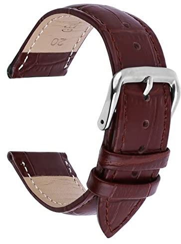 TIESOME Uhrenarmband, Braun Vintage Leder uhrenarmbänder mit Edelstahl Schnalle Ersatzarmband Quick Release Ersatzarmbänder für Herren Damen 20MM