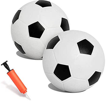 2PCS Mini 16cm Kids Rubber Footballs, Soft Soccer Sports Ball Outdoor Activity Game, Toddlers Soft Soccer with Air Pump Small Soccer Ball for Outdoor Indoor Playground Garden Beach (Black&White)