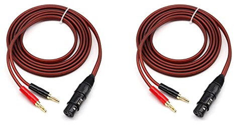 2X XLR to Banana Speaker Cable,XLR 3 Pin Female to Dual Banana Plugs Audio Cable, Gold-Plated 4mm Plug to XLR3 Pro HiFi