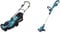 Makita DLM330RM Akku-Rasenmäher 18V / 4,0 Ah, 1 Akku + Ladegerät, Petrol & DUR181RF Akku-Rasentrimmer 18 V / 3,0 Ah, 1 Akku + Ladegerät Noir, Bleu, Blanc