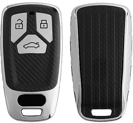kwmobile Custodia Compatibile con Audi con 3 tasti Smart Key (solo Keyless Go) Custodia - Cover Chiavi Auto - Protezione Copri Telecomando - Copertura TPU argento brillante