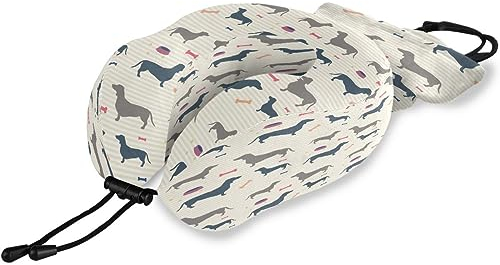 Reisekissen Niedlicher Dackel Hund, Memory Foam Nackenkissen Stützkissen,Weich Nackenstützkissen für Camping,Schlafrestkissen,Auto,Flugzeug
