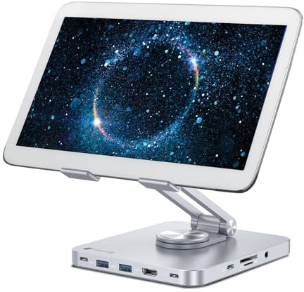 Techly 368307 Supporto per Tablet Hub Docking Station USB-C™ 8 in 1 Silver