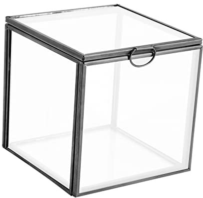 PACKOVE Boîte À Bijoux Rétro Élégante Boîte Carrée Géométrique Vintage En Verre Pour Le Rangement Des Bijoux