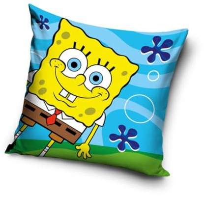 Carbotex Schwammkopf Spongebob Motiv Kissenhülle Kissenbezug 40x40 cm (SBOB224029)