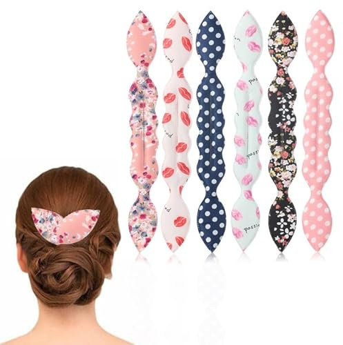 Set de 6 fabricantes franceses de moños de pelo, clips de moño mágico y herramienta de rosquilla de pelo. Perfecto para niñas y mujeres. Crea hermosos lazos de pelo con habilidad y facilidad.