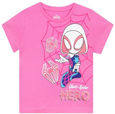 Marvel Spider Gwen Girls Tshirt | Summer Girls’ T-Shirts | Spidey and His Amazing Friends Clothes | Pink 6-7 Years