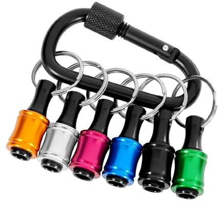 JOYVOX Hex Screwdriver Holder, 6 pcs Hex Screwdriver Bit Holder Set – 1/4 Inch Hex Shank for Organized Tool Storage for Hex Screws, with 1 Carabiner