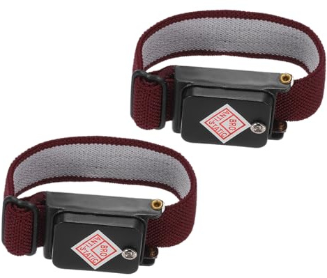 QUARKZMAN 2 Stück Antistatische Armbänder Verstellbar Schwarz Rosarot | ESD Antistatisches Armband, Kabellos, mit Ersatzarmband, für Computer Elektronikreparatur