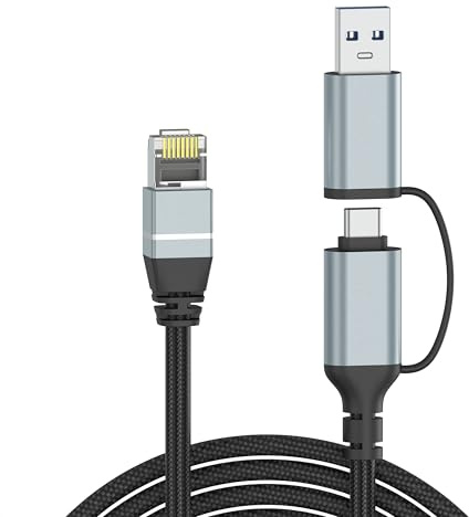 Dacrown Cavo da USB C a Ethernet, 6 m, cavo LAN da tipo C a RJ45, adattatore di rete Gigabit, direttamente collegato, Thunderbolt 4/3, compatibile con MacBook Air/Pro, XPS, iPhone serie 15, Galaxy S24