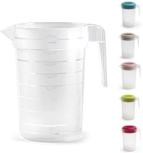 PLASTIFIC Food Grade Jug - Perfect for Stock Gravy - Microwave Safe - Kitchen Homebrew Liquids - Microwave Safe Pitcher (Transparent - Without Lid, 2L)