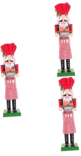Cabilock 3 Piezas Marioneta Cascanueces De Escritorio del Cascanueces De Trabajo Cocinero Decoración Tradicional De Cascanueces Decoraciones De Mesa Paño