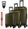NOWI Kofferset Las Palmas – 3-teiliges Koffer Set aus Hartschale (ABS) mit Zahlenschloss, 4 Doppelrollen, 360° drehbar, leicht & robust – Reisekoffer Set (metallic grün)