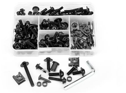 Adunsiaoto Motorradverkleidungs Schrauben Set Motorrad, Verkleidung Windschutzscheibe Schrauben, Motorrad Verkleidung Schraubens Kit Schrauben Mutter, Motorrad-Verkleidungsschrauben(Schwarz)