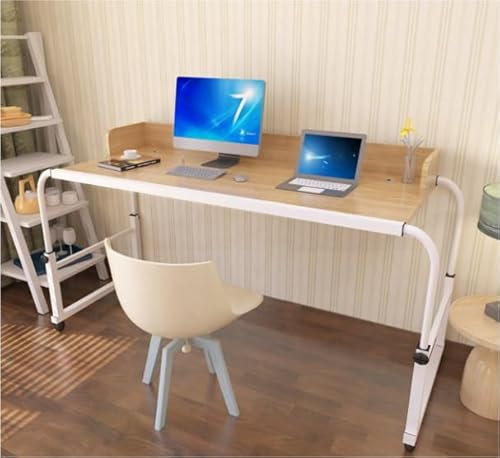 GJVBGA Laptoptisch Höhenverstellbar Mit Rollen Betttisch Beistelltisch Pflegetisch Auf Rollen Computertische Mobiler Schreibtisch Laptop Ständer Tisch Für Krankenbett Büro(Color:Holz)