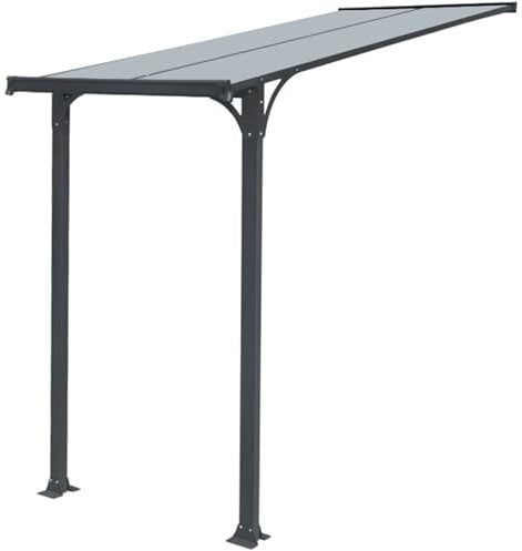 Haustürvordach Aluminium transparents Dach | Vordach Polycarbonat Überdachung 224 x 150 x 238/261 cm anthrazit pulverbeschichtet