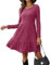ABNGOO Femmes Manches Longues Pull Robe Couleur Unie Élégant Col Rond Robe Tricot Taille Haute Robe(Rose,L)