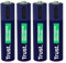 Trust Pilas Recargables AAA USB-C 4 Piezas, Puerto USB-C Integrado, No Necesita Cargador de Batería, Capacidad 500 mAh, Carga con Cable USB Incluido/Cargador de Teléfono, Paquete de 4