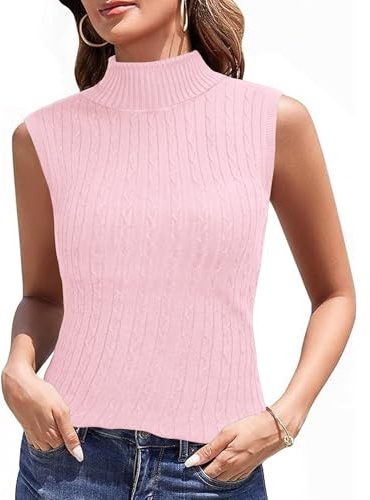 Totatuit Pull Femme sans Manches Tricoté Hauts d'hiver Pullover col roulé | Tenue Décontractée, Style Élégant, Tenue Quotidienne, Facile à Associer