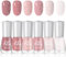 DMQ Nude Pink Nail Polish Sets, 6 Colors French Manicure Nail Varnish Kit, Quick Dry & Long Lasting All Season Pastel Milky Nail Gel for Women Nail Art DIY Manicure Home - No Need Cure