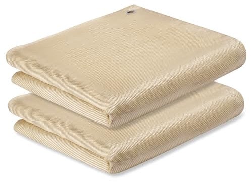Mondoshop Feuerfeste Unterlage Glasfaser Schweißdecke – 120x180 cm 2 Pack, Hitzebeständige Brandschutzdecke bis 550°C mit Ösen, Schweißschutzdecke für Industrie, Räucherofen, Möbelschweißtuch