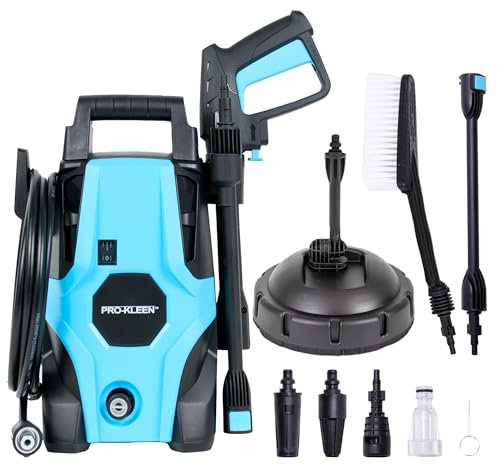 Pro-Kleen Pressure Jet Washer, Power Wash 1400W, Electric High Performance Cleaner With Accessories For Patio and Car, Portable For Cleaning Drives, Vehicles, Garden Furniture