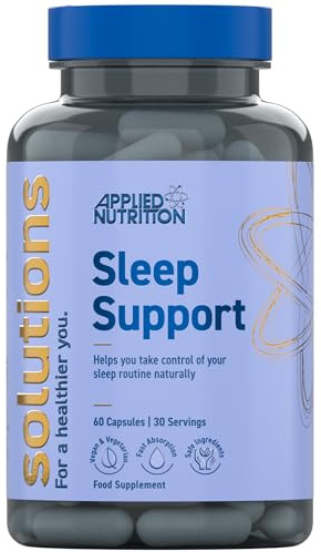 Applied Nutrition - Solutions - Sleep Support - Vegan Capsules with Magnesium, L-Theanine, Chamomile, Lemon Balm & Glycine – Natural Sleep Aid & Stress Relief (60 Capsules – 30 Servings)