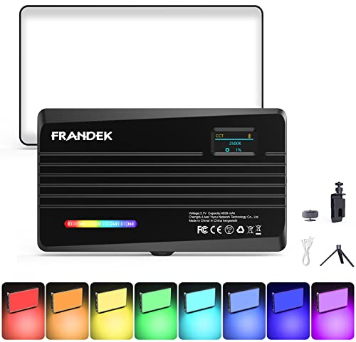 HOMDAT Led Videoleuchte RGB, 4000mAh Fotolicht mit OLED-Bildschirm, Cold Shoe Mount, 2500K-8500K Ganzmetallkamera-Dauerlicht mit 30 Lichteffekte für Live-Stream Videokonferenz Produktaufnahme