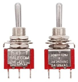 AKDDNZX Interruttore a levetta SPDT a 3 posizioni con ritorno automatico a 3 posizioni, T8014A, leva standard, 3 pin, momentaneo, MOM-OFF-MOM, 10 pezzi