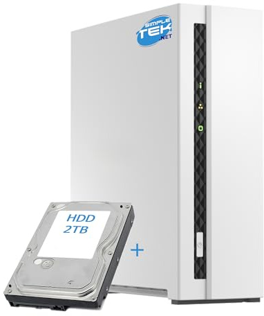 SIMPLETEK - Sistema di archiviazione di rete domestica NAS con 2 GB RAM, 1-Bay con HDD da 2TB preinstallato, USB, LAN gigabit