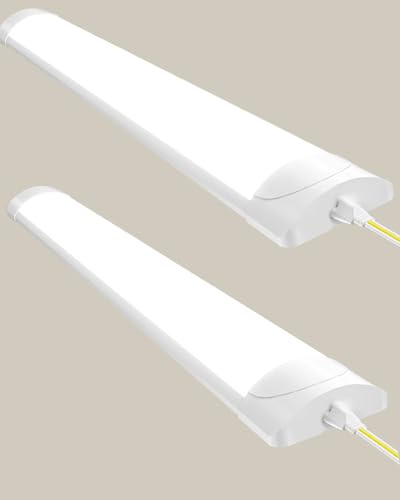Worshow 2 Stück Verbindbar LED Feuchtraumleuchte 90cm, 30W 3600LM Ultrahelle Werkstattlampe, 4500K Neutralweiß Kellerlampe, IP54 Wasserdicht Wannenleuchte fur Büro Garage Küche Wohnzimmer