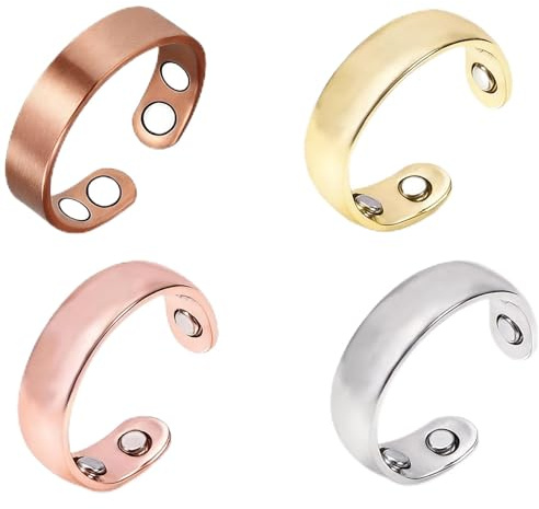 ELYIQI 4 Stück Sömni Ring, Ring Wechseljahre, Mit 4 Magnetringen in Antik Kupfer, Silber, Gold Und Roségold, Tragen Sie Sich Komfortabel, Elegantes Geschenk Mit Aufbewahrungsbox