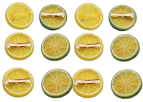 12 realistische Zitronen-Haarspangen, niedliche Haarspangen, Obst-Haarspangen, Mädchen, Kleinkinder, Weihnachtsschmuck, Clips und Haarspangen, Haar-Accessoires, Dekoration