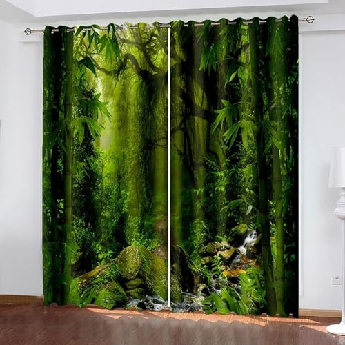 Wycian Curtain Kitchen Window Gardinen Grün 2 Er Polyester Dschungel H274 X B132Cm für Schlafzimmer