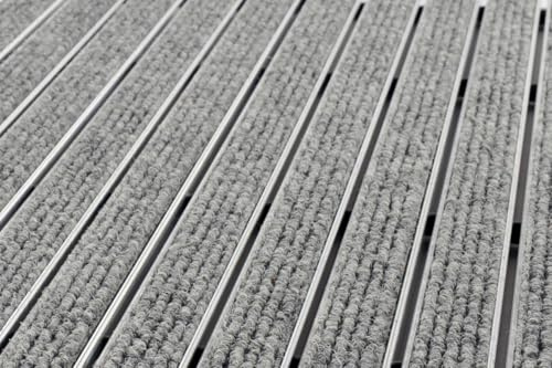 Mat Company Eingangsmatte, einbaufähig, 10 mm + Aluminiumstruktur, 13 mm – 80 x 50 cm, Grau – Fußmatte zum Einbauen