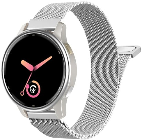 MoKo Metall Armband Kompatibel mit Garmin Venu 4 41 mm/3S/2S; Vivoactive 4S; Forerunner 265S/255S, 18 mm Edelstahl-Ersatzarmband mit Schnellverschluss für Männer und Frauen, Silber