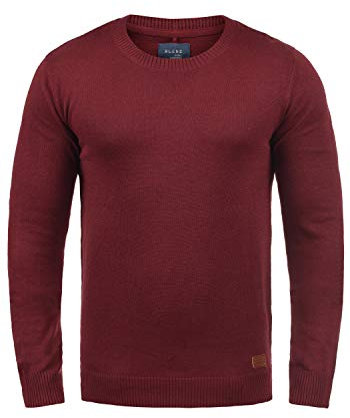 Blend BHLars Herren Strickpullover Feinstrick Pullover mit Rundhals-Ausschnitt Baumwollmischung Regular fit, Größe:L, Farbe:Andorra Red (73811)
