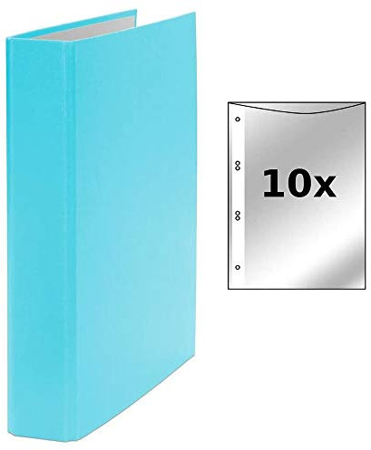 Ringbuch / DIN A5 / 2-Ring Ordner / Farbe: türkis + 10 Prospekthüllen